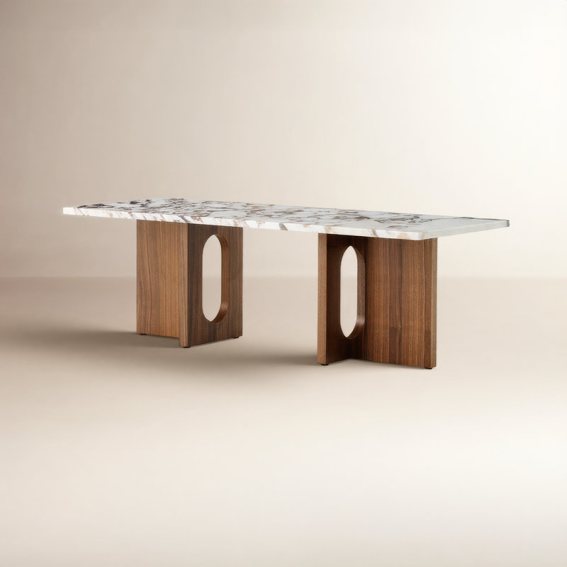 Androgyne Stone Coffee Table, Walnut, Calacatta Viola