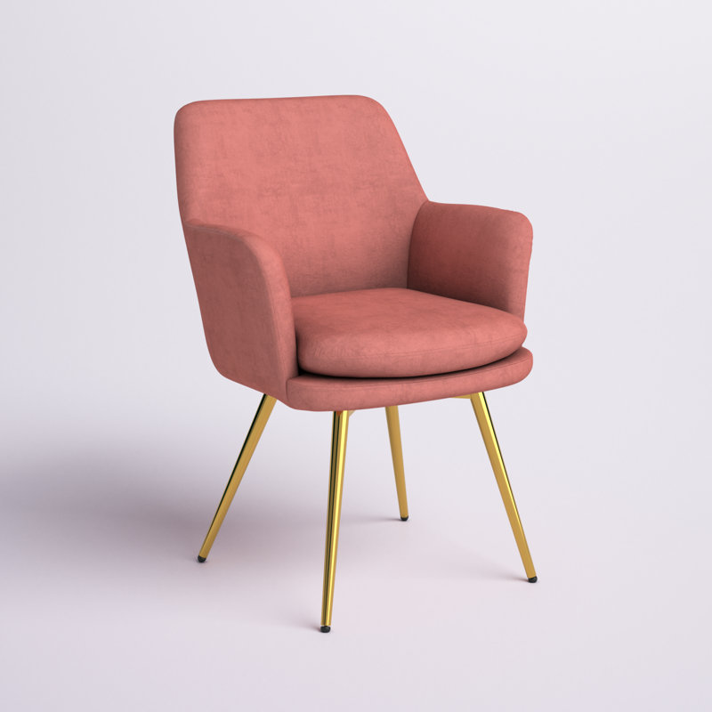 Fauteuil en velours l 18,5 po Reyansh, Velours rose
