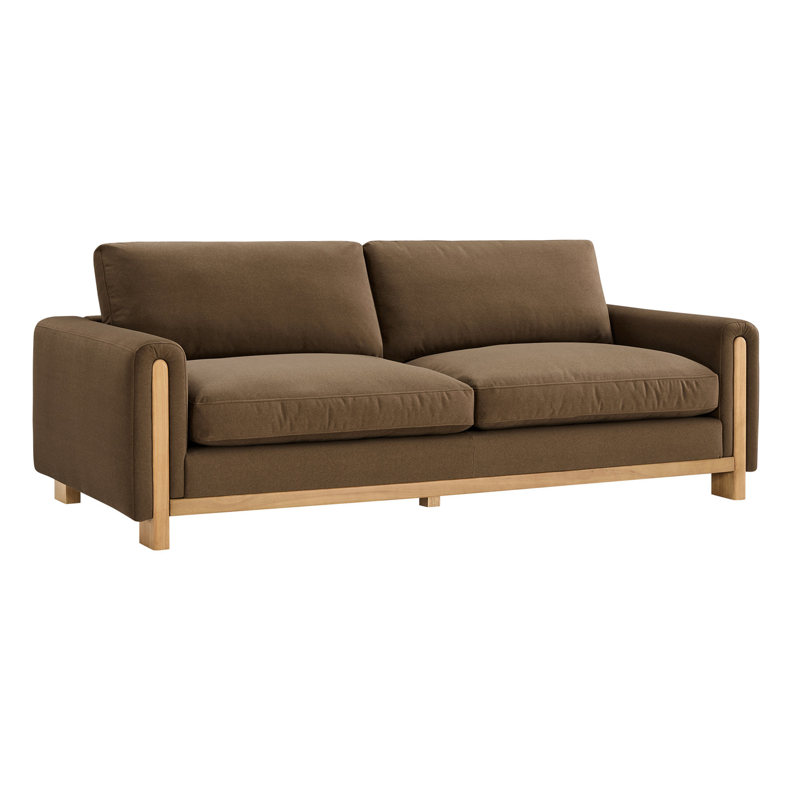 Adika 88" Upholstered Sofa, Brown Polyester/Linen