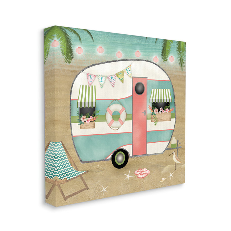 Plage de remorque festive, Plaque murale, H 17 po x l 17 po x P 1,5 po