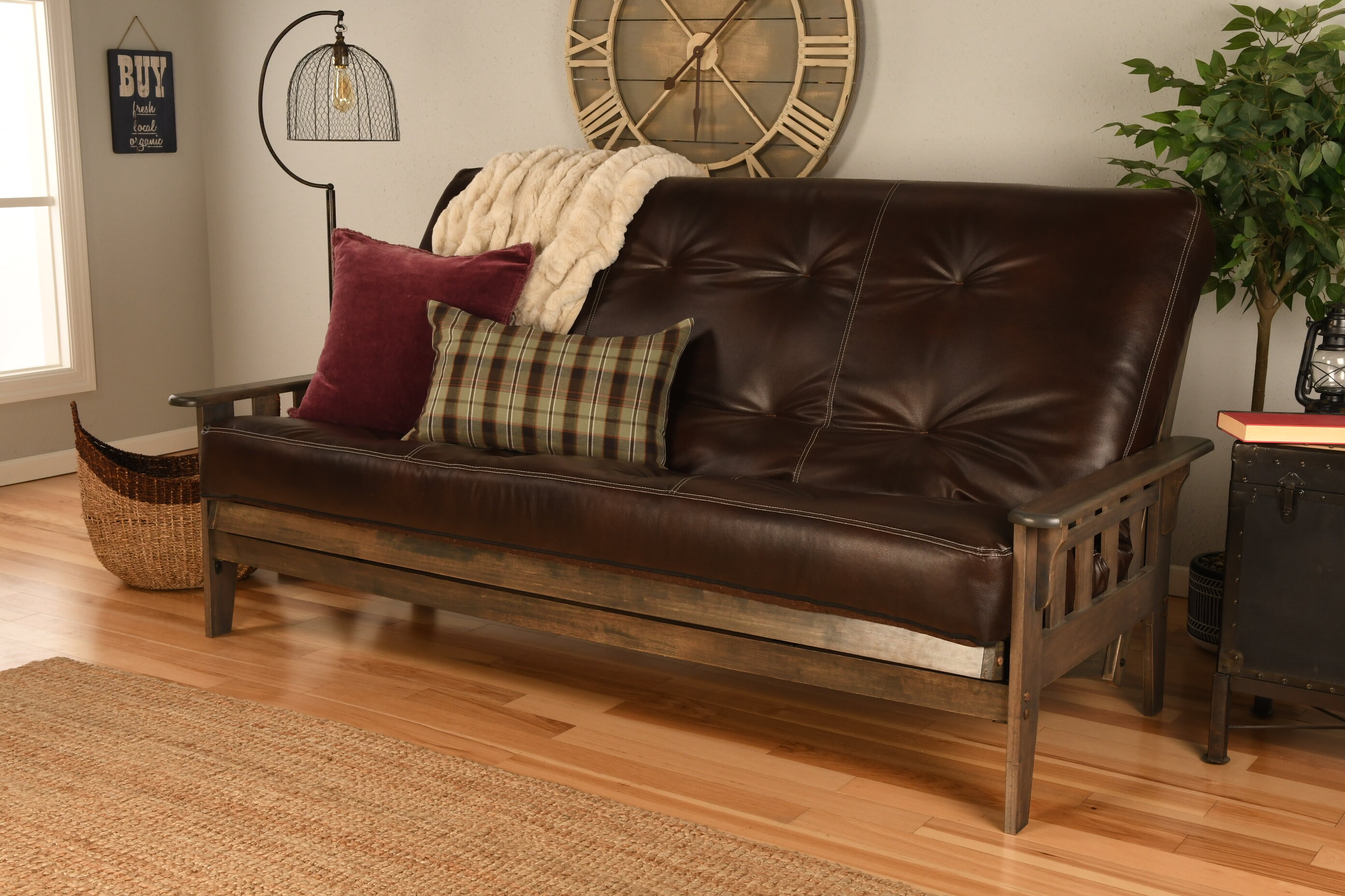 Wood queen online size futon