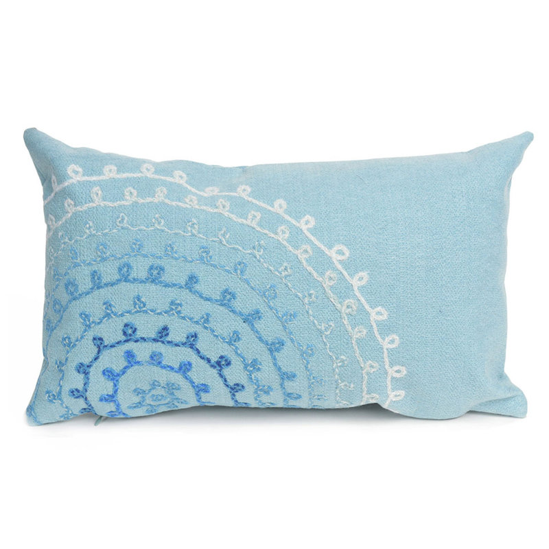 Embroidered Outdoor Throw Pillow, Aqua