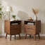 Ensemble de 2 tables de chevet en bois massif MCM avec 1 tiroir et tablette ouverte MCM-433849937