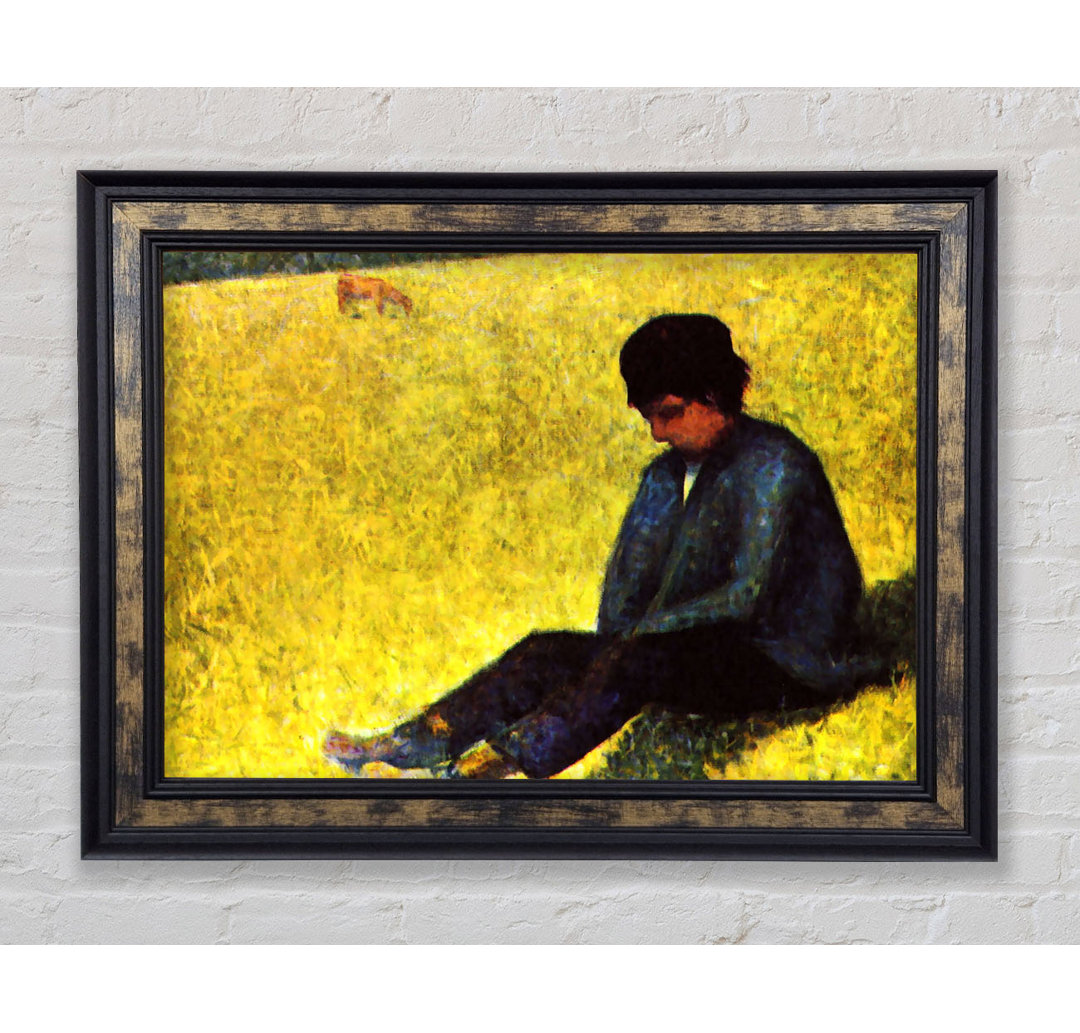 Seurat Boy Sitting On A Lawn - Einzelner Bilderrahmen Kunstdrucke