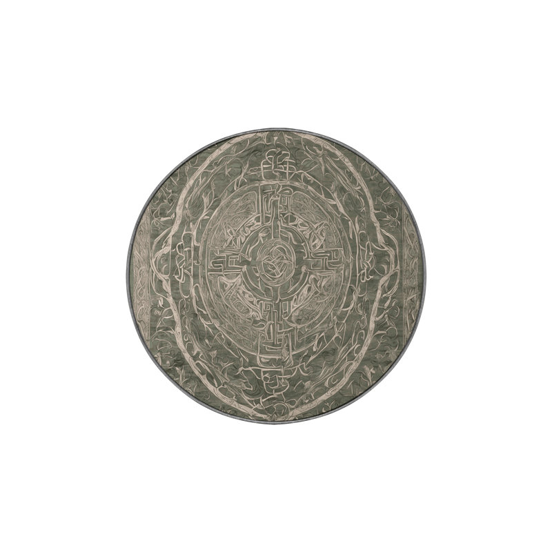 Tapis gris lavable à la machine, Rond 5 pi