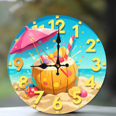 Décoration murale horloge Summer Beach Coconut