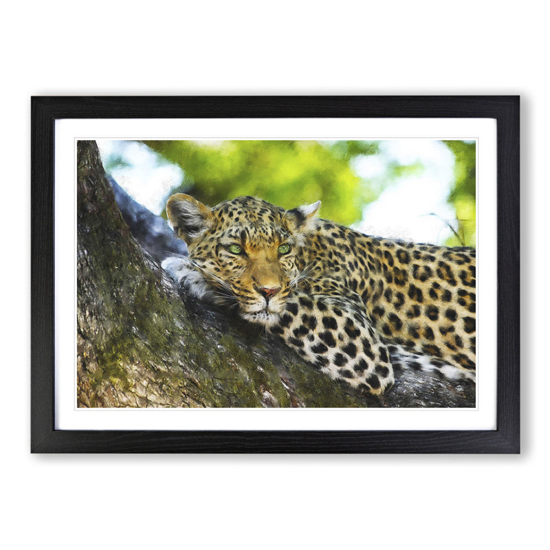 Leopard Vol.2 - Picture Frame Painting, 27cm H x 36cm W x 2cm D, Black Framed