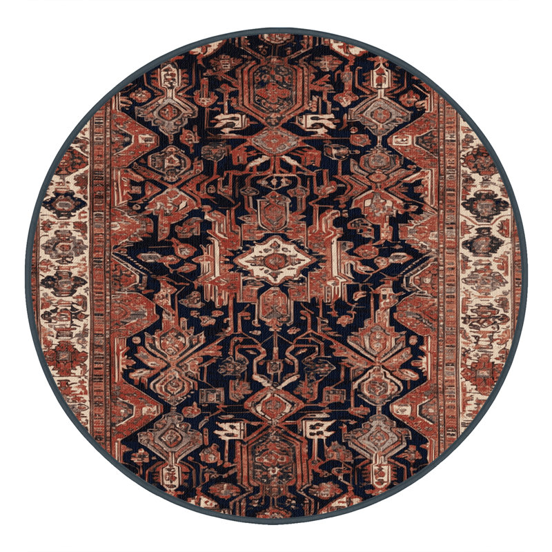 Tapis brun lavable à la machine, Rond 3 pi