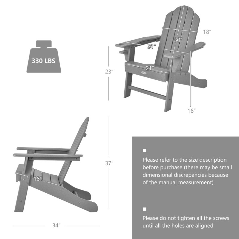 Outdoor Adirondack Chair, Gray