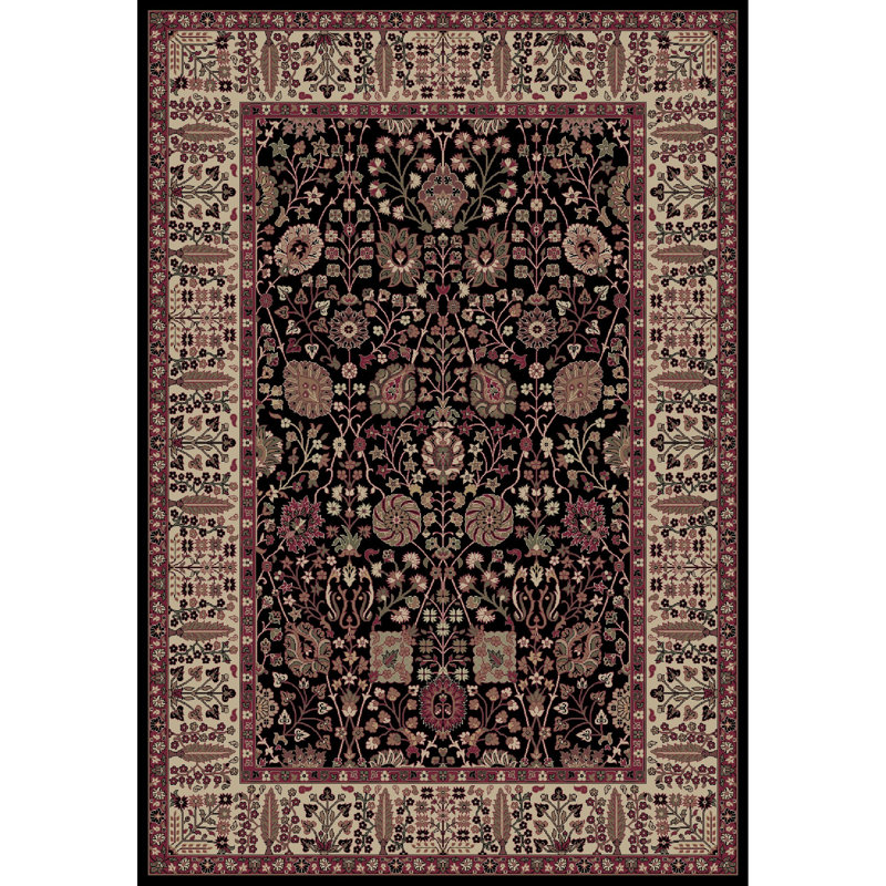 Rouge oriental/noir/Tapis décoratif Ivoire izaja, Rectangle 3 pi 11 po x 5 pi 7 po