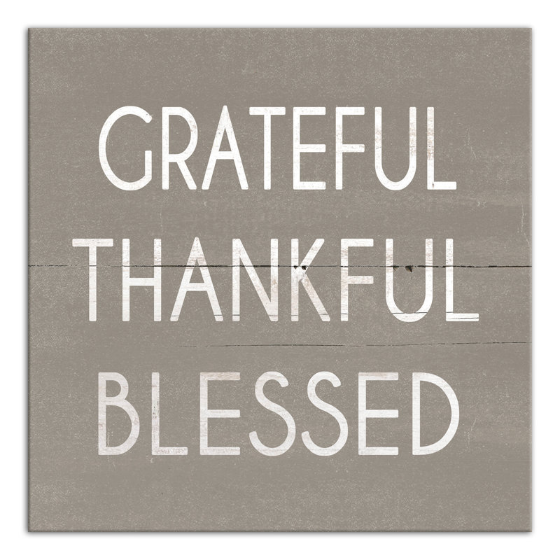 «Grateful Thankful Blessed», reproduction d'art textuel sur toile tendue