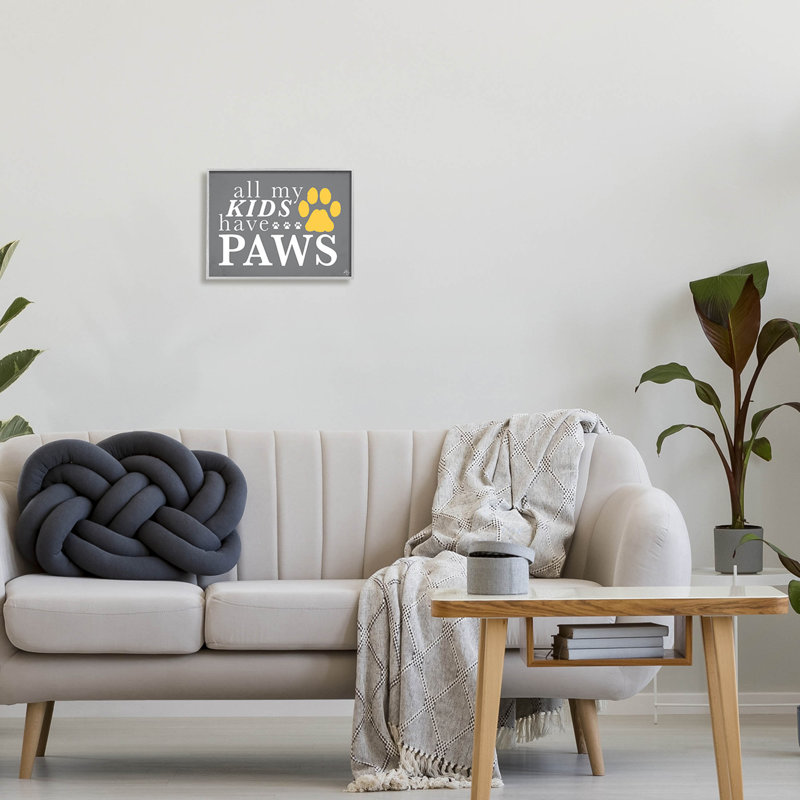 «My Kids Have Paws Pet», estampe numérique encadrée par K. Kaufman, H 11 po x l 14 po x P 1,5 po, Cadre flottant gris lustré