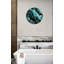 Horloge murale en verre trempé abstrait turquoise doré, horloge d'art moderne, horloge décorative, horloge murale unique, grande décoration murale, idée de cadeau-245377079-245377078
