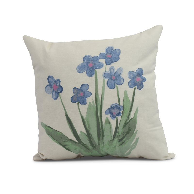 Farmers Market Floral Outdoor Reversible Throw Pillow, Light Blue, 18" x 18"