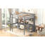 Lit mezzanine double avec bureau, armoires, tiroirs et plateau de chevet, station de charge, gris-539623654