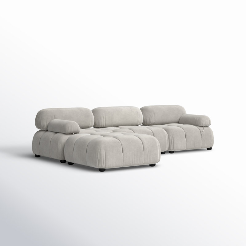 Canapé modulaire 4 pièces Sigma, Velours côtelé galet