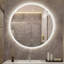 Miroir de salle de bain rond à DEL avec antibuée, température de couleur réglable et gradation, parfait pour le maquillage et le toilettage