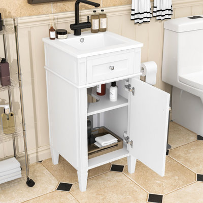 Meuble-lavabo de salle de bain avec lavabo, porte à fermeture douce et tablette réglable