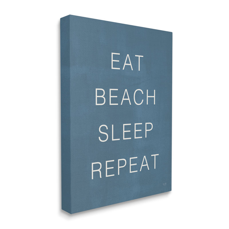 Eat Sleep Beach Répétition, Toile, H 16 po x l 16 po x P 1,5 po