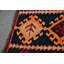 Authentique tapis turc Kilim de style rétro parfait pour rehausser les espaces de vie et de salle à manger noir / orange