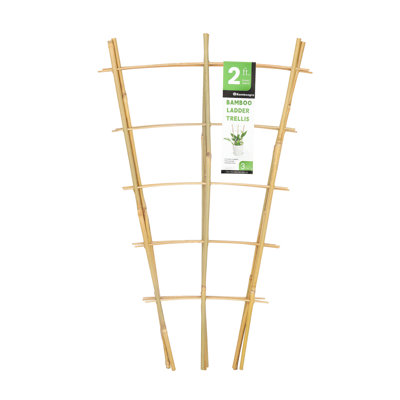 Treillis de jardin en bambou de 60 cm (2 pi) - 12 pièces - Support en bambou naturel pour plantes grimpantes - Intérieur/Extérieur - Brun