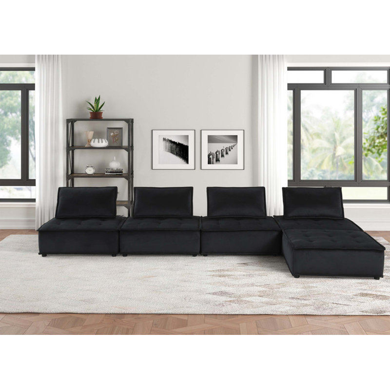Canapé modulaire en velours 5 pièces Aveline