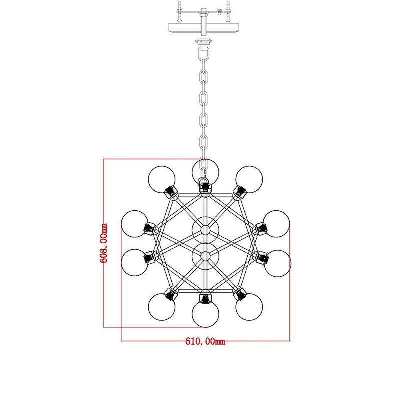 Lustre géométrique à 12 lumières Cecelia