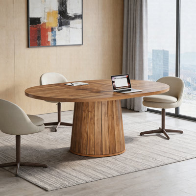 55 po Table de conférence ovale en bois pour 6 personnes - Table de réunion professionnelle pour bureau et salle de conférence
