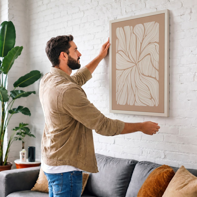 Radiating Bloom Botanical - Wrapped Canvas, 18x12 - 45.7 x 30.5 cm, Cream Border