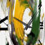 Horloge murale abstraite jaune et vert Perspectives V-93383634