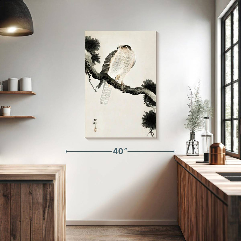 Brampt Hawk On Pine Branch, 39" H x 26" W