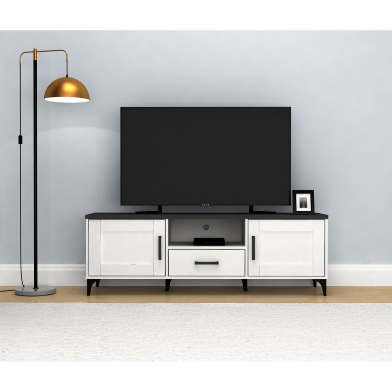 Le meuble télé de qualité supérieure présente une conception de rangement élégante avec une tablette ouverte et un tiroir, l 59,06 po x P 15,35 po x H 19,69 po