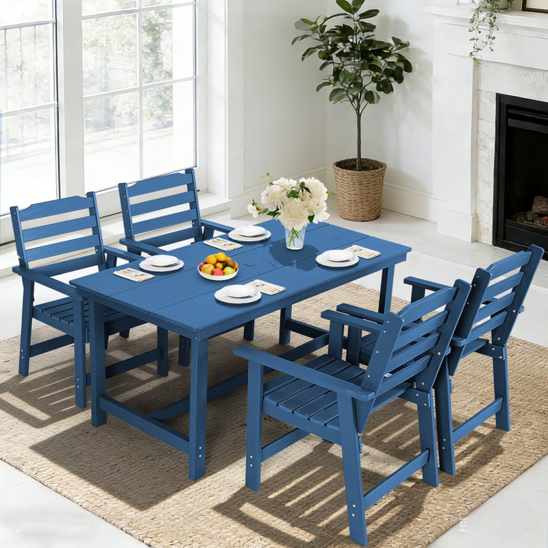 Ensemble repas 5 pièces pour l'extérieur, Marine, 4