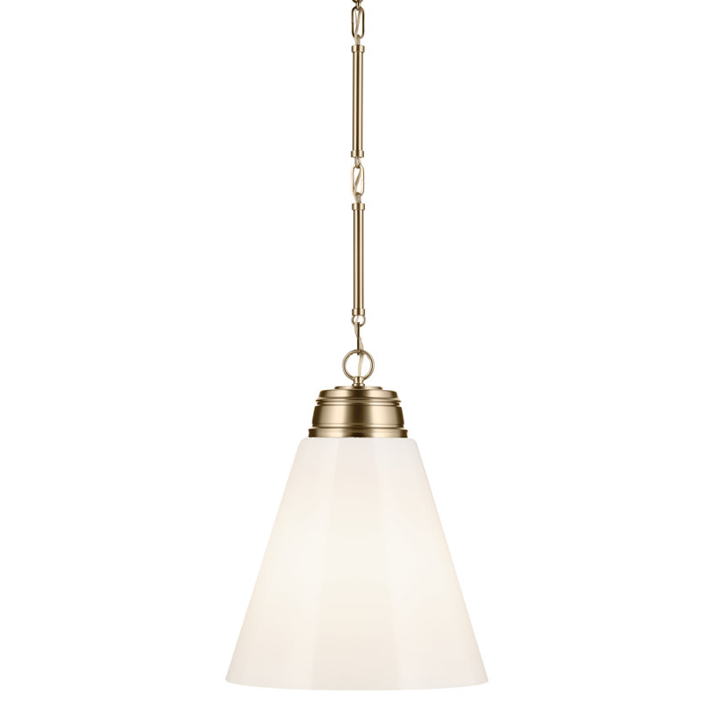 Champagne Bronze Medium Pendant with Opal Glass Shade