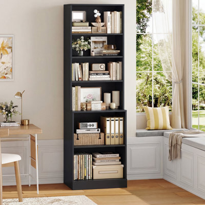 73.2''H Standard Bookcase, 6-Tier Tall Open Bookshelf, Home Library Bookcase