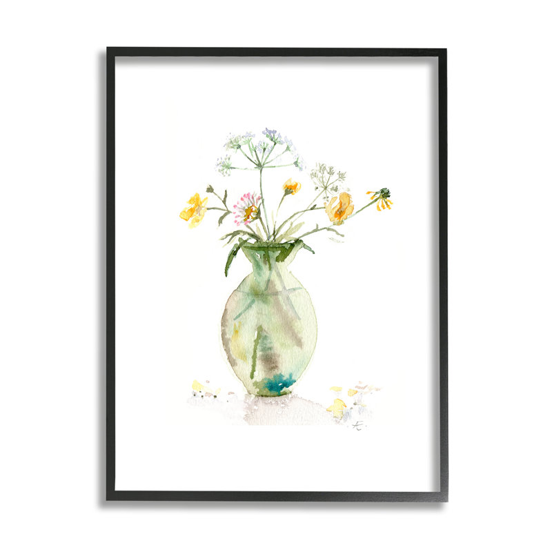 Buttercups Daisies, H 14 po x l 11 po x P 1,5 po, Giclée encadrée noir minuit