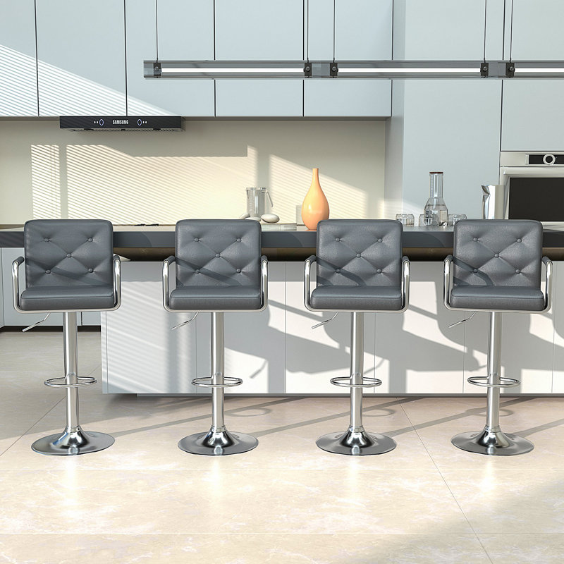 Tabouret de bar Ashelyn, gris, 4 pièces