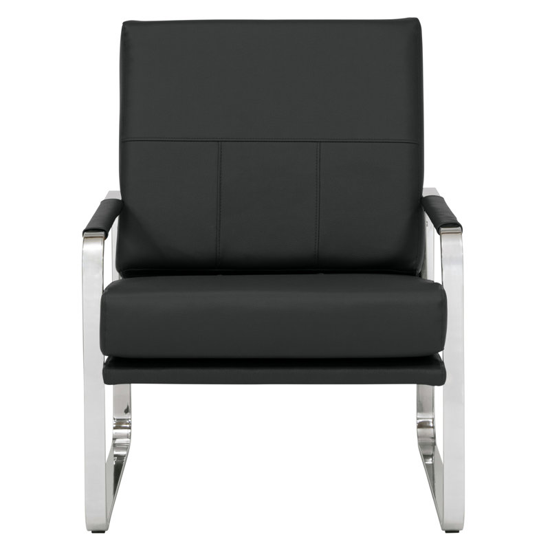 Abrham Faux Leather Armchair, Black Faux Leather