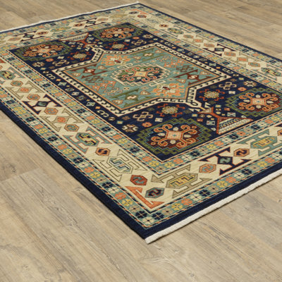 Tapis bleu / ivoire Oaklynn