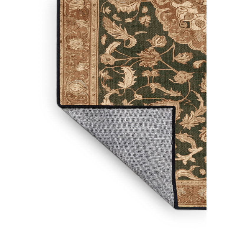 Tapis brun lavable à la machine, Rond 3 pi