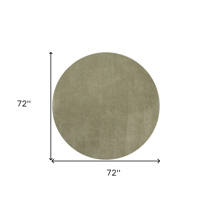 Tapis à poil long d'intérieur vert sauge, Rond 6 pi