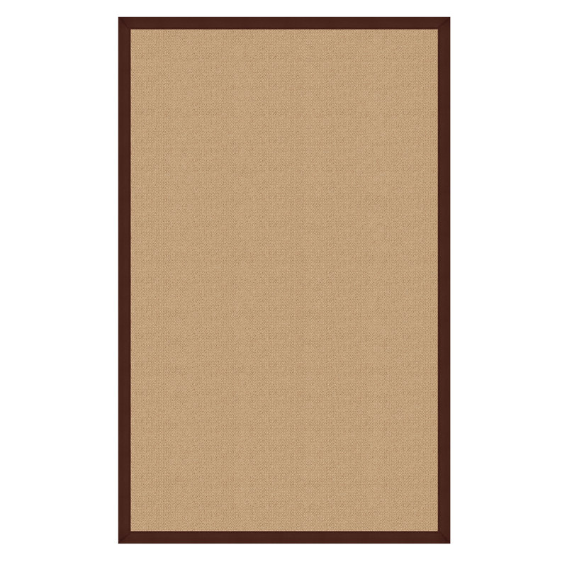 Nannette Handmade Medium Beige Berber with Brown Cotton Border Made in the USA Area Rug, Rectangle 8'9" x 12'