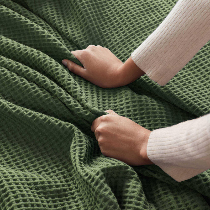 Couverture Modern Waffle Weave, Très grand lit, Vert
