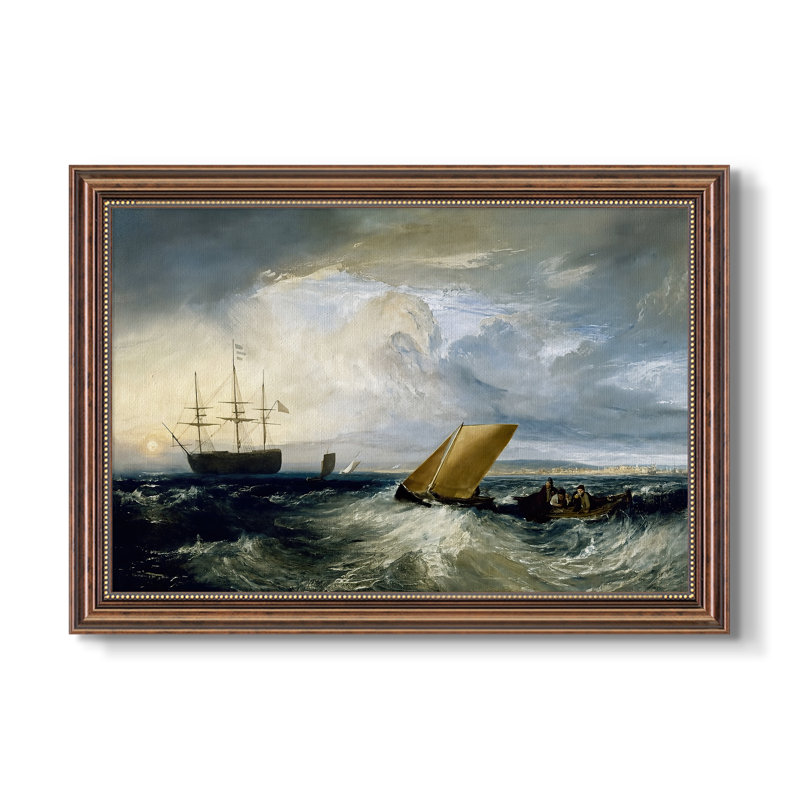 Sheerness vue de Nore, 1808-J.M.W. Turner - Toile encadrée sur mesure, 16 po x 22 po, Toile avec cadre, Acajou classique