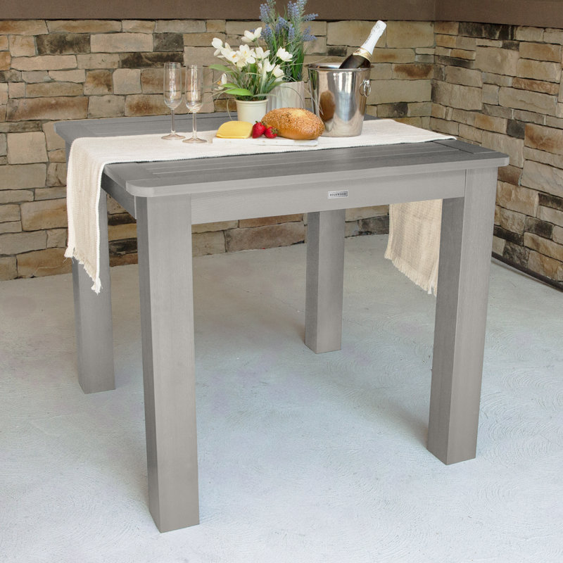 Highsmith Rectangular Outdoor Dining Table With Umbrella Hole , in. W 42'' in. D, Harbor Gray, 36" H x 42" W x 42" D