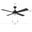 Ventilateur de plafond noir mat moderne à 4 pales 52 pouces avec DEL intégrée 3000K et chaîne de traction Tavo-127174492