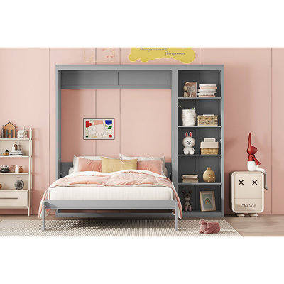 Lit escamotable double pleine grandeur avec tablettes