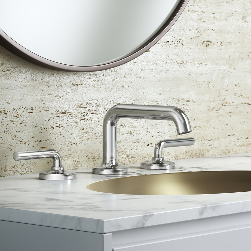 TENET Widespread Bathroom Faucet with Drain Assembly, Polished Chrome