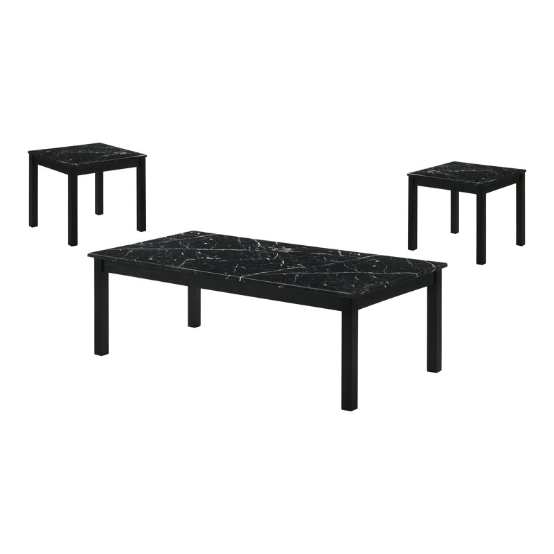 Ensemble de tables basses 3 pièces Brudan, Noir, noir, noir, noir
