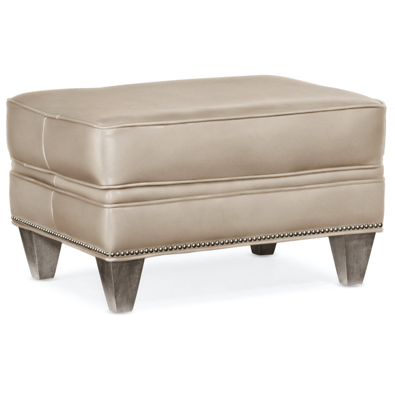 Reddish Ottoman, Gunmetal, Stone, Aline Fumo Genuine Leather